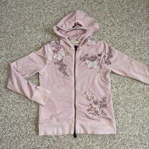 Vertigo Paris Dusty Pink Embroidered Hoodie Women Top M Cotton